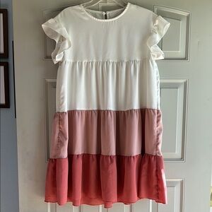 SHEIN Dress in Cream and Pink Tones - Size Small